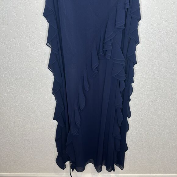 NWT MILLY Raya CHIFFON DEVORE DRESS Navy Size 12 - Picture 5 of 14